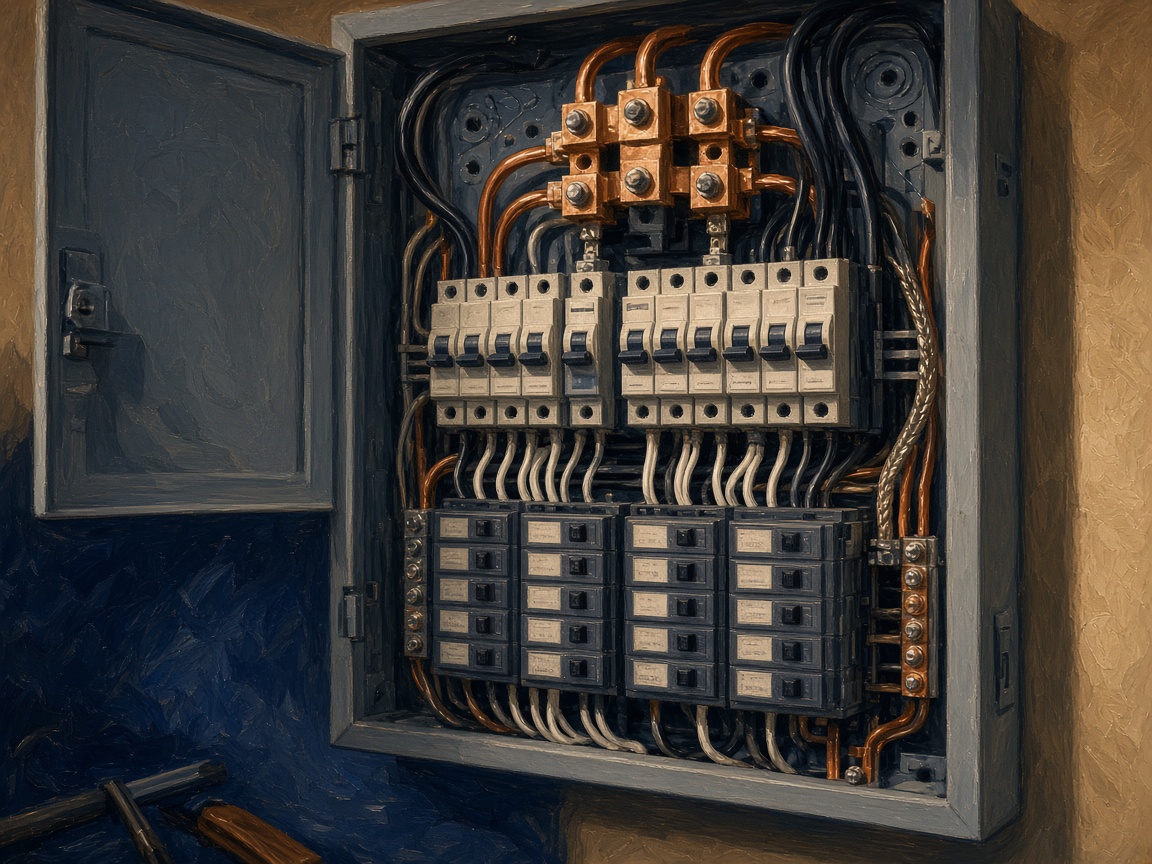Labeled residential breaker panel after a service change
